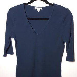 “Halston” navy blue 3/4 sleeve tee shirt size medium